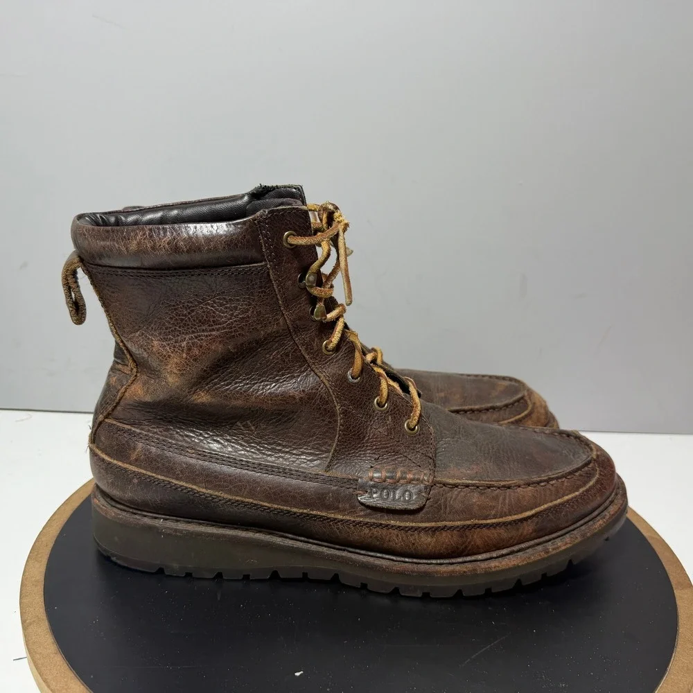 Polo Ralph‎ Lauren Boot Men 13 D Moc Toe Willingcott Brown Leather Rugged Gorp
